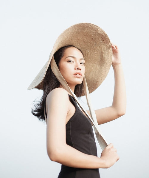 LOLA Wide Brim Jute Straw Hat In Natural Beige