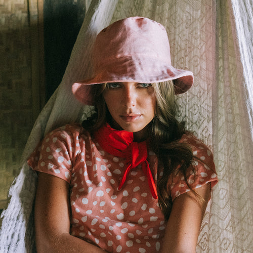 WATU Seaside Linen Bucket Hat, in Salt Pink